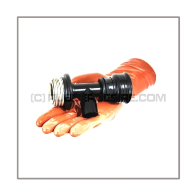 Gasmask-t-joint T-MEDI-C2-OCC with gasmask-thread male and female to 22 mm mediport male without breathing reduction vent